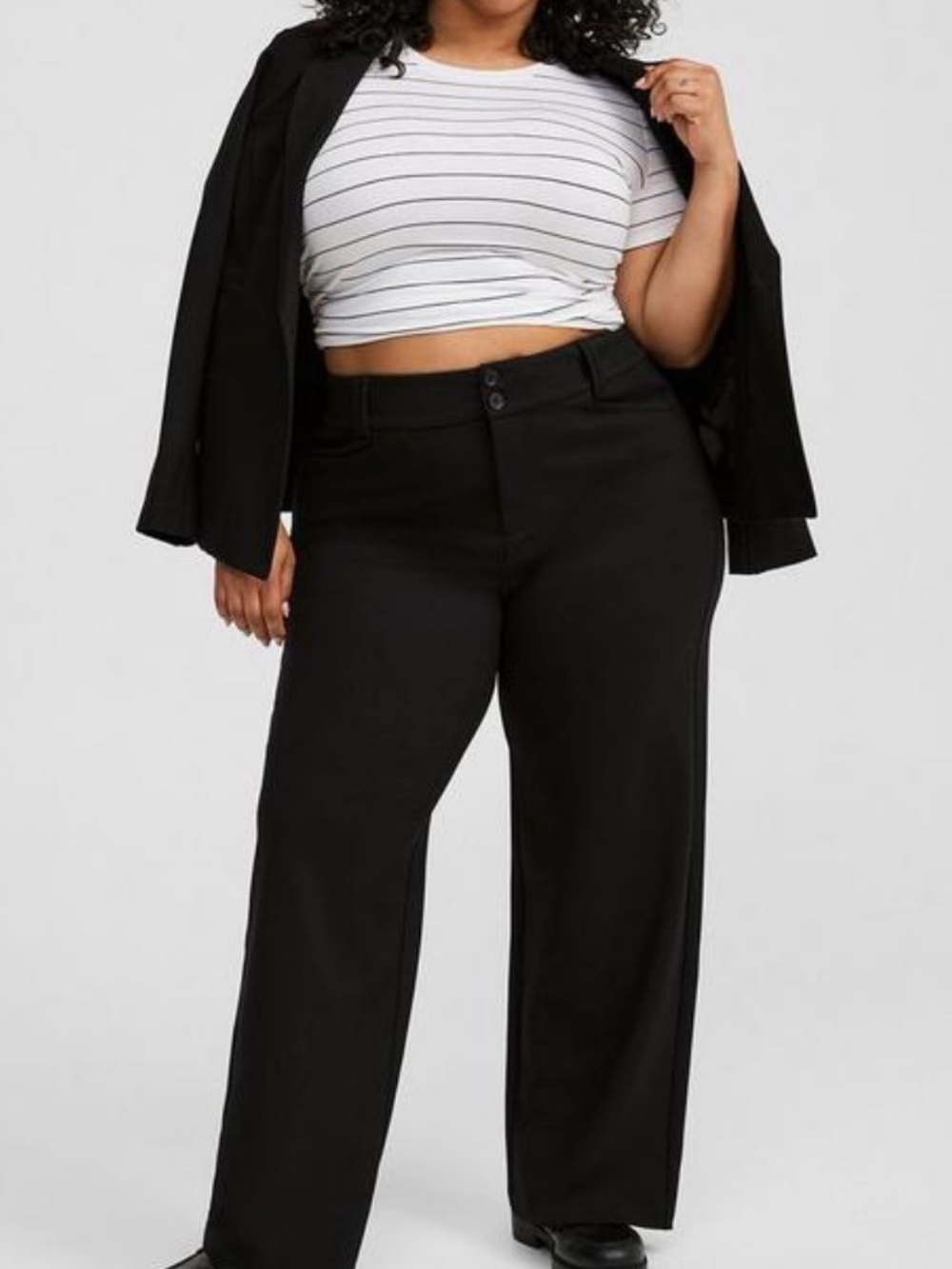 Torrid Studio Wide Leg Black Trousers 22R High Rise Tailored Career Pant